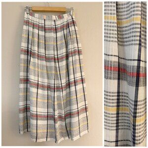 Vintage Jos A Bank Bright Summer Plaid Full Pleated Skirt Small